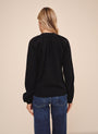 Long Sleeve Wide Placket Pullover - Vintage Black