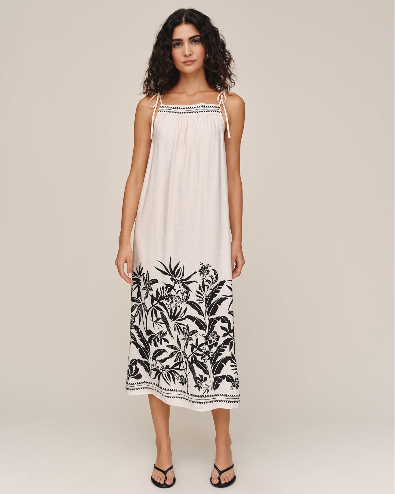 Tie Strap Maxi Dress - Botanic Border Print