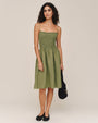 Smocked Dress With Beaded Straps - Olive Leaf
