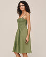 Smocked Dress With Beaded Straps - Olive Leaf