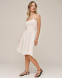 Smocked Dress With Beaded Straps - Sand Stone