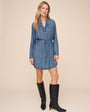 Pintuck Shirt Tail Dress - Shadow Blue Wash