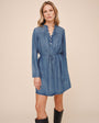 Pintuck Shirt Tail Dress - Shadow Blue Wash
