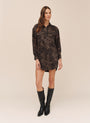 Flap Pocket Shirt Dress - Ditsy Camo Print