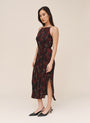 Pleated Midi Dress With Side Slits - Abstact Camo Print