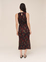 Pleated Midi Dress With Side Slits - Abstact Camo Print