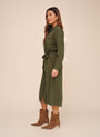 Patch Pocket Maxi Shirt Dress - Olive Night