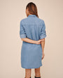 A Line Rolled Tab Sleeve Dress  - Indigo Harbor Wash