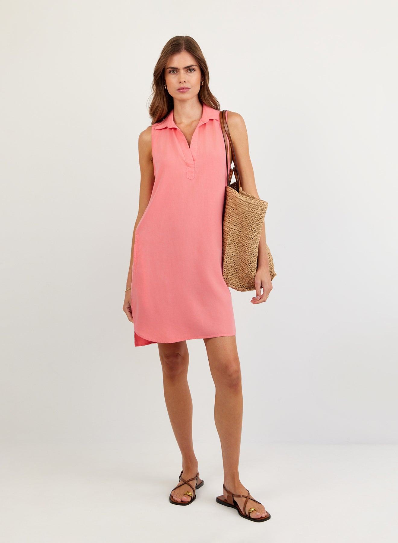 Sleeveless A Line Dress - Wild Coral