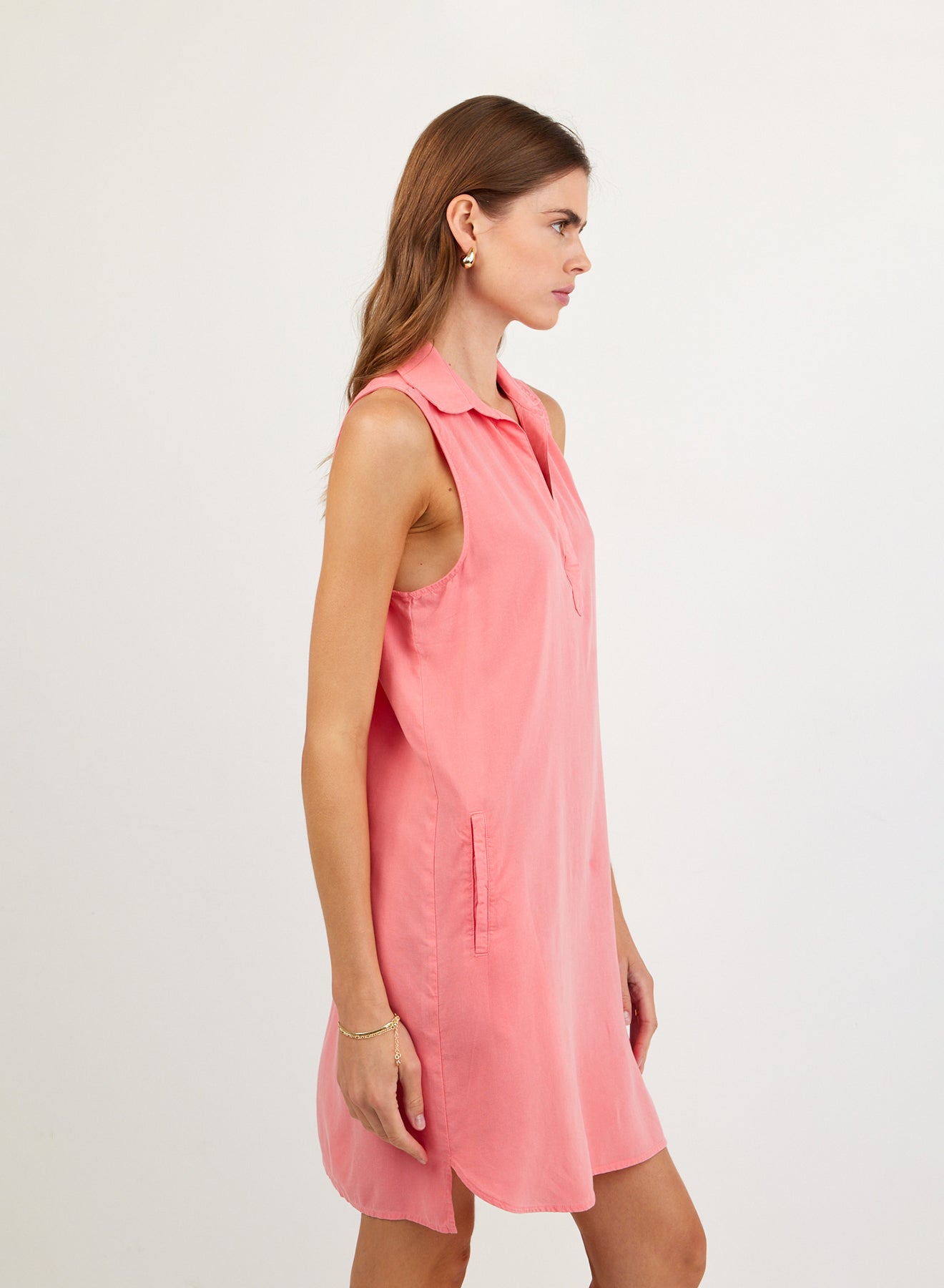Sleeveless A Line Dress - Wild Coral