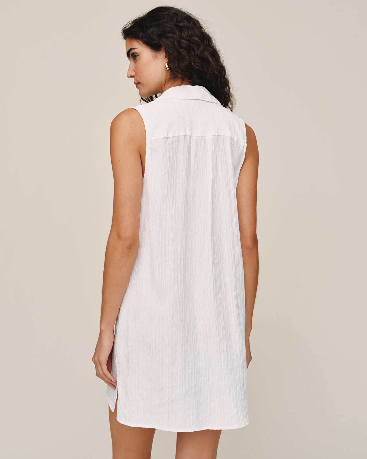 Sleeveless Pullover Mini Dress - White