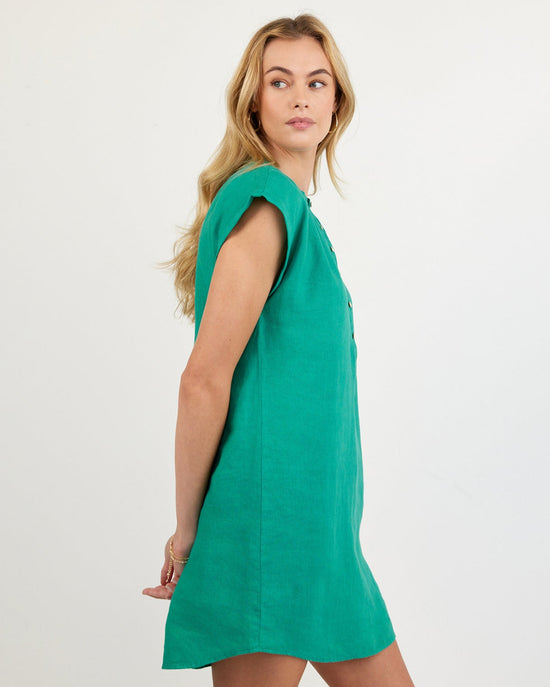 Bella Dahl Cap Sleeve Henley Dress - Aqua Green View 2