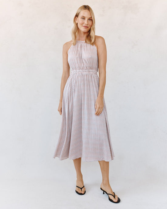 Bella Dahl Cut Out Back Midi Halter Dress - Sunwashed Check View 2