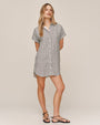 Roll Sleeve Pocket Shirt Dress - Hatch Stripe