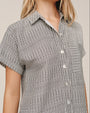 Roll Sleeve Pocket Shirt Dress - Hatch Stripe
