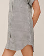 Roll Sleeve Pocket Shirt Dress - Hatch Stripe