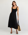 Sleeveless Knit Combo Dress - Black