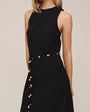 Bias Midi Dress With Beaded Belt - Black