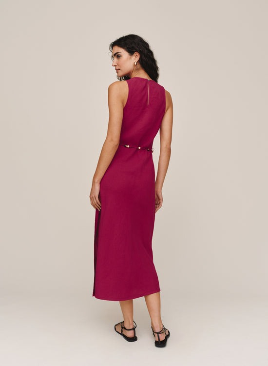 Bella Dahl Bias Midi Dress With Beaded Belt - Sangria View 2