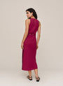 Bias Midi Dress With Beaded Belt - Sangria