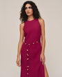 Bias Midi Dress With Beaded Belt - Sangria