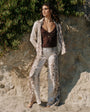 No Side Seam Clean Waist Wide Leg - Sage Snake Print