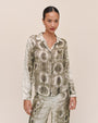 Clean Hidden Placket Shirt - Sage Snake Print