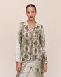 Clean Hidden Placket Shirt - Sage Snake Print
