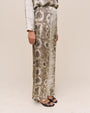 No Side Seam Clean Waist Wide Leg - Sage Snake Print