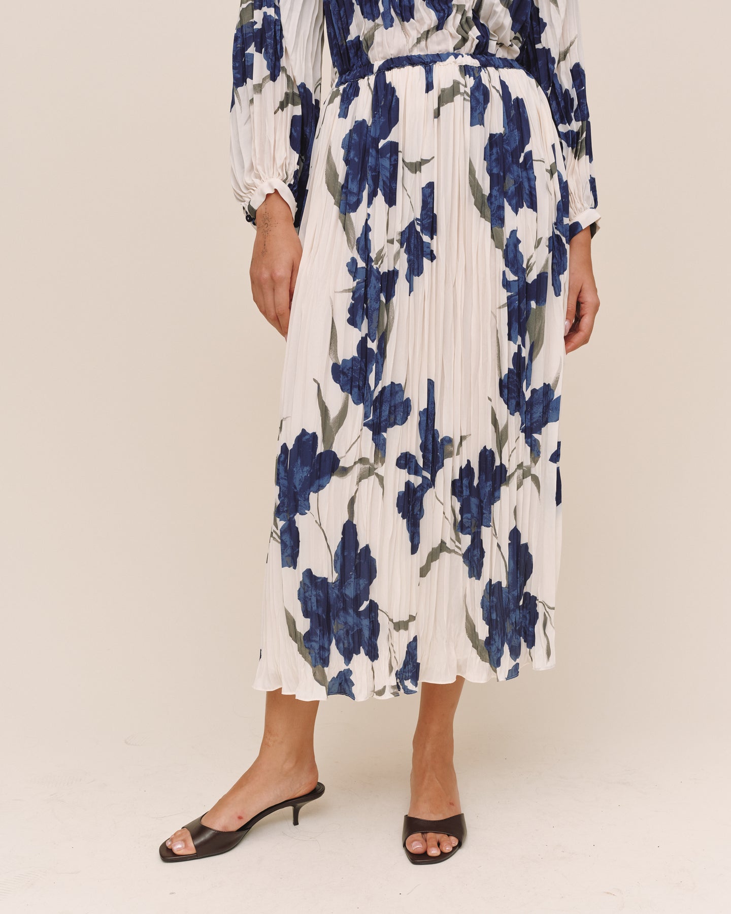 Pleated  Skirt - Indigo Iris Print