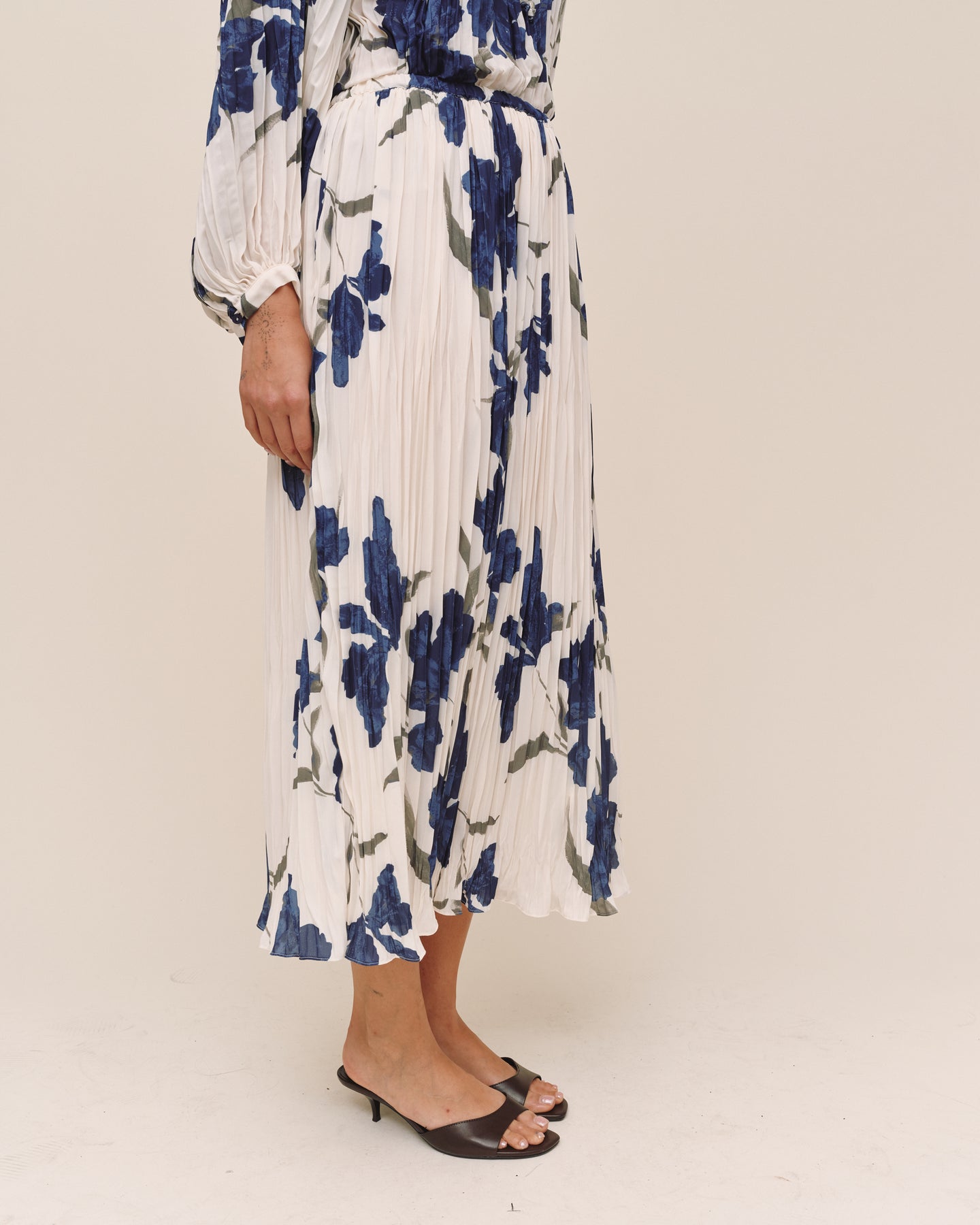 Pleated  Skirt - Indigo Iris Print