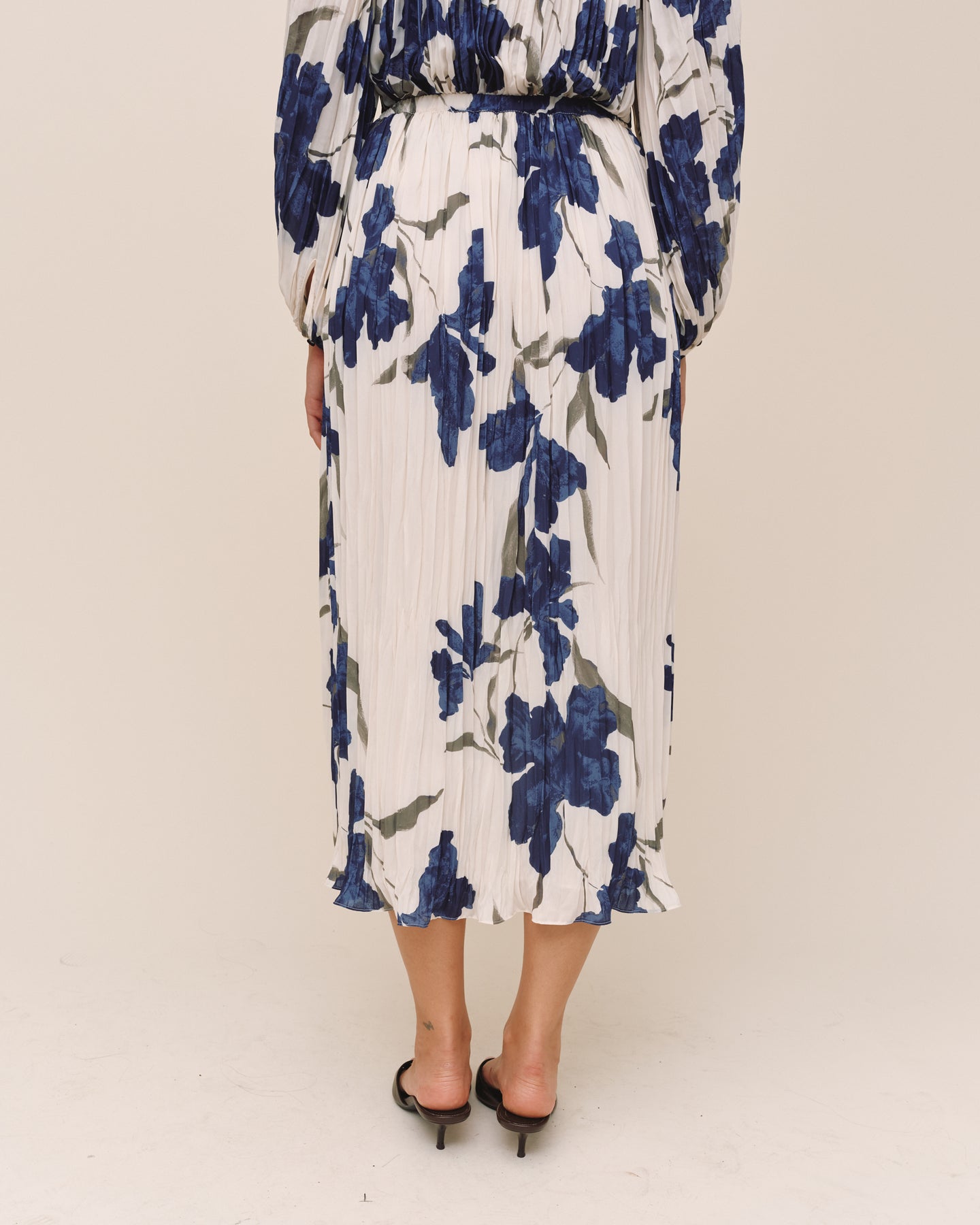 Pleated  Skirt - Indigo Iris Print