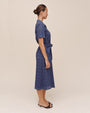 Short Sleeve Midi Shirt Dress - Indigo Blues