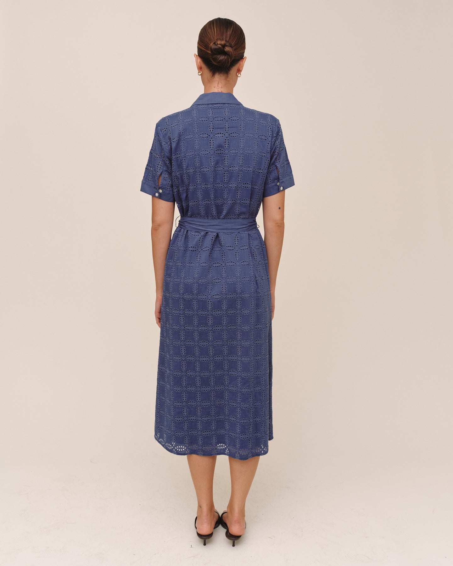 Short Sleeve Midi Shirt Dress - Indigo Blues