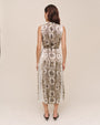 Sleeveless Belted Midi Dress - Sage Snake Print