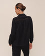 Long Sleeve Shirt With Lace Inset - Black