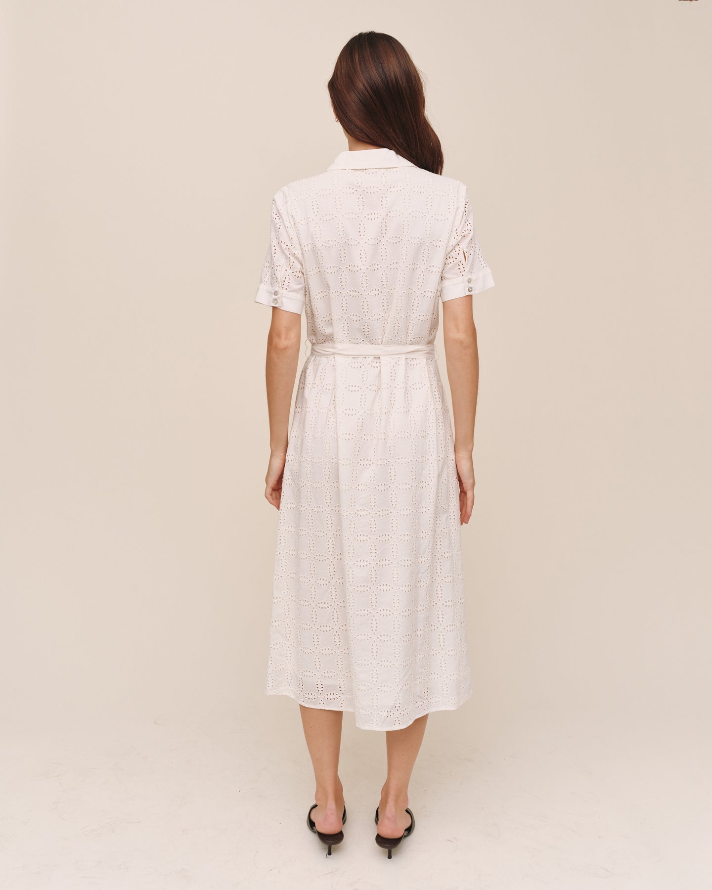 Short Sleeve Midi Shirt Dress - Ivory