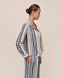 Long Sleeve Crop Pocket Shirt - Worn Navy Stripe