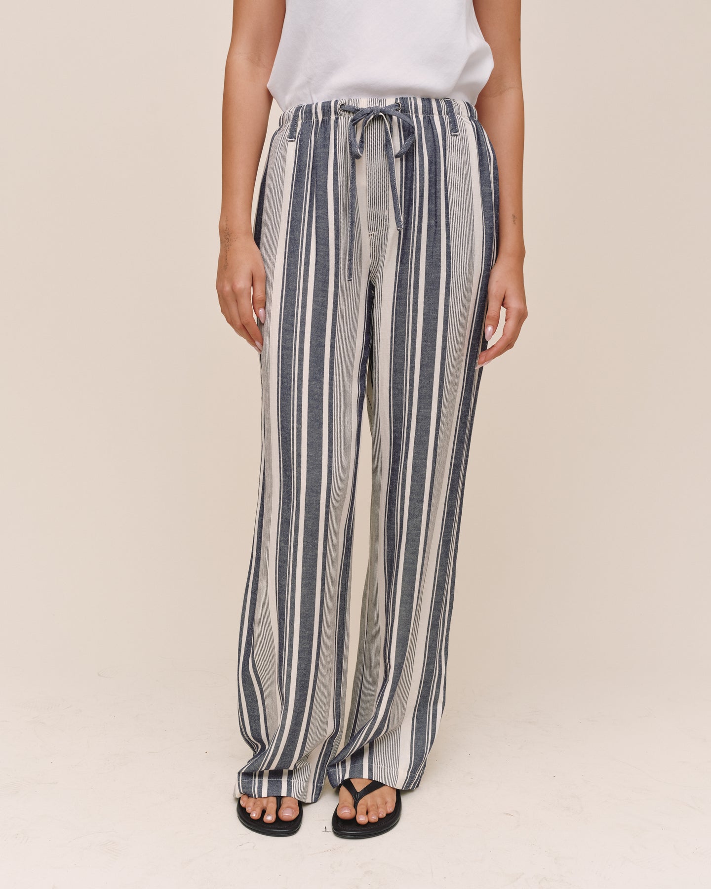 Clean Wide Leg Pant - Worn Navy Stripe