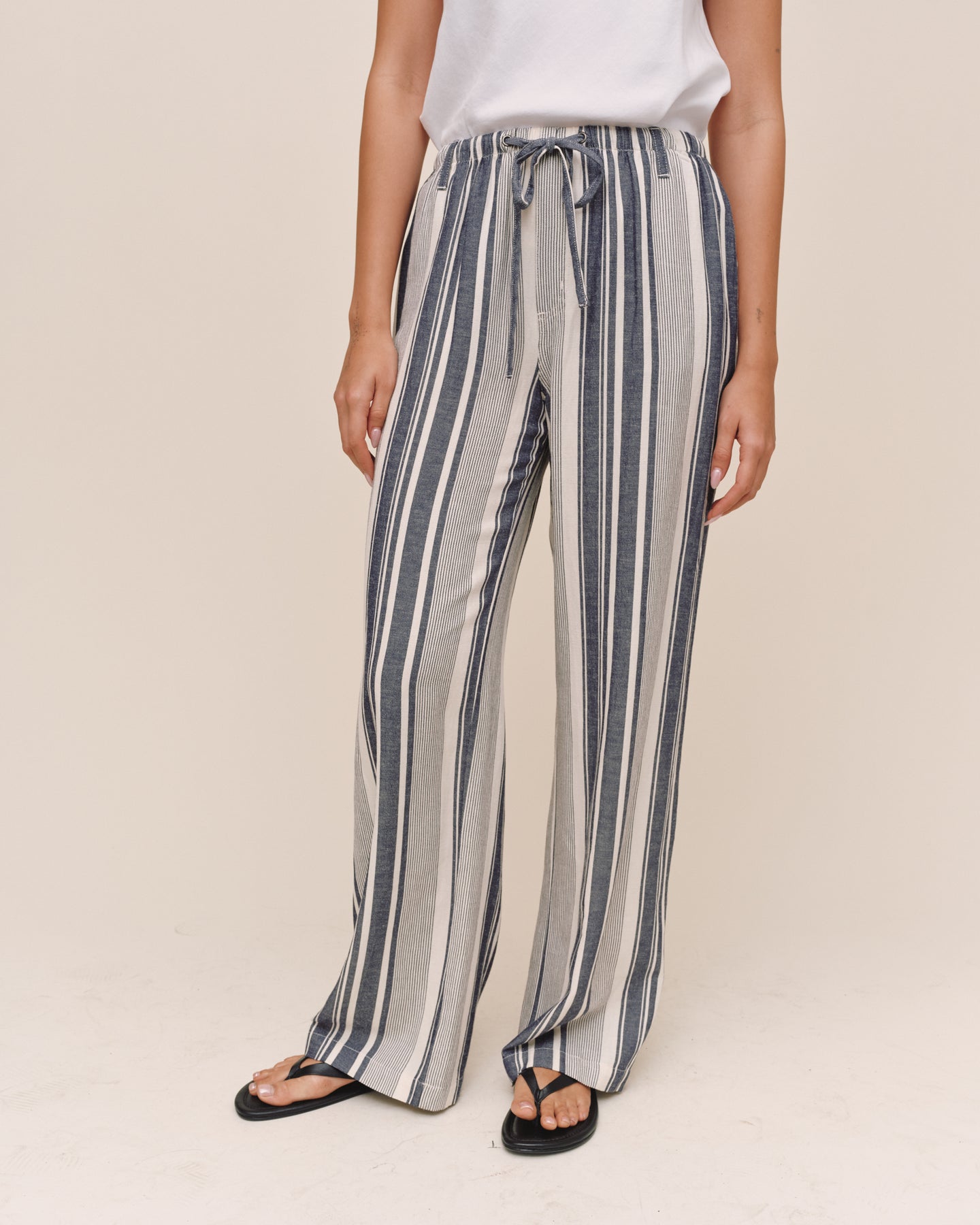 Clean Wide Leg Pant - Worn Navy Stripe