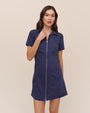Short Sleeve Zip Front Dress - Deep Cobalt