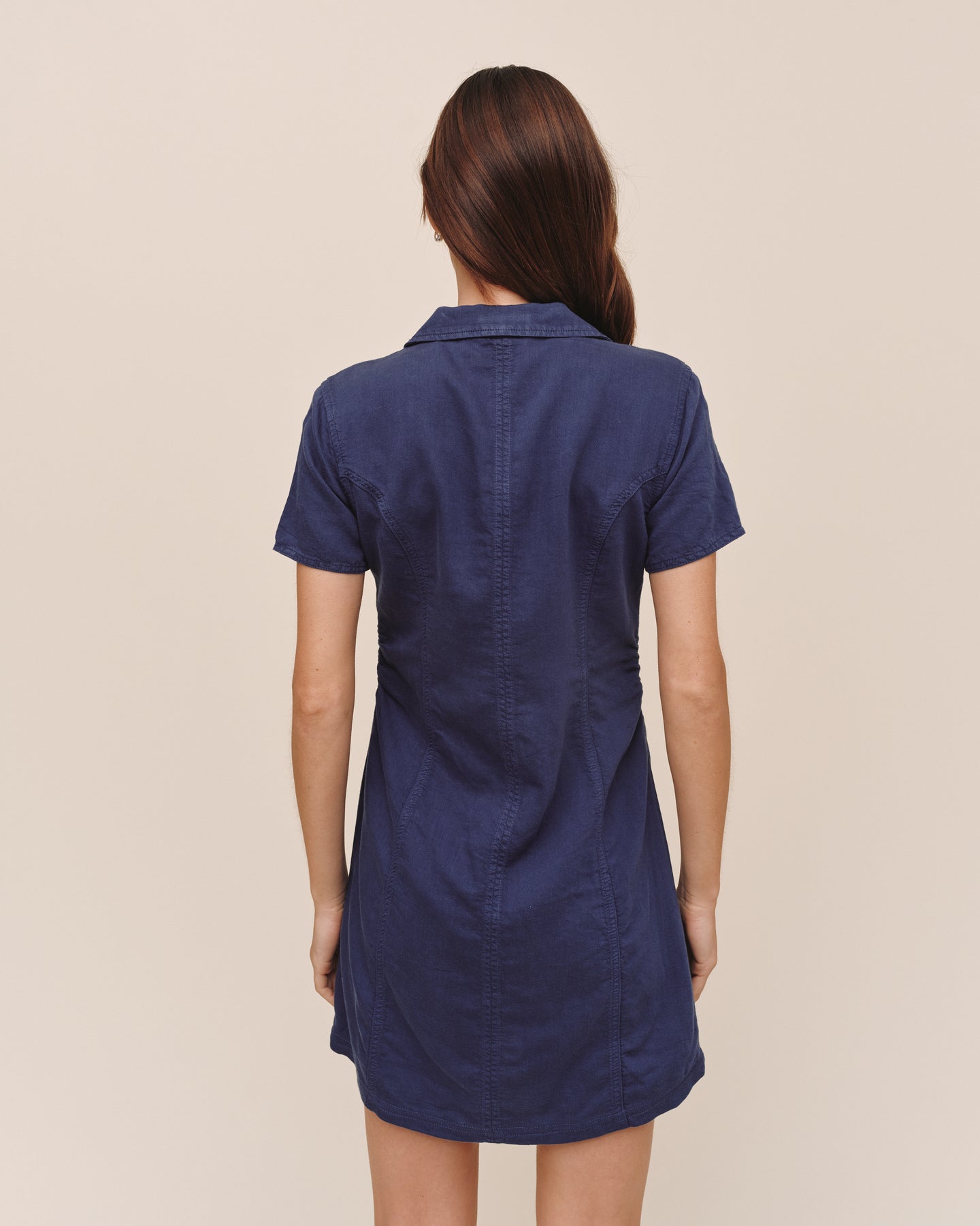 Short Sleeve Zip Front Dress - Deep Cobalt