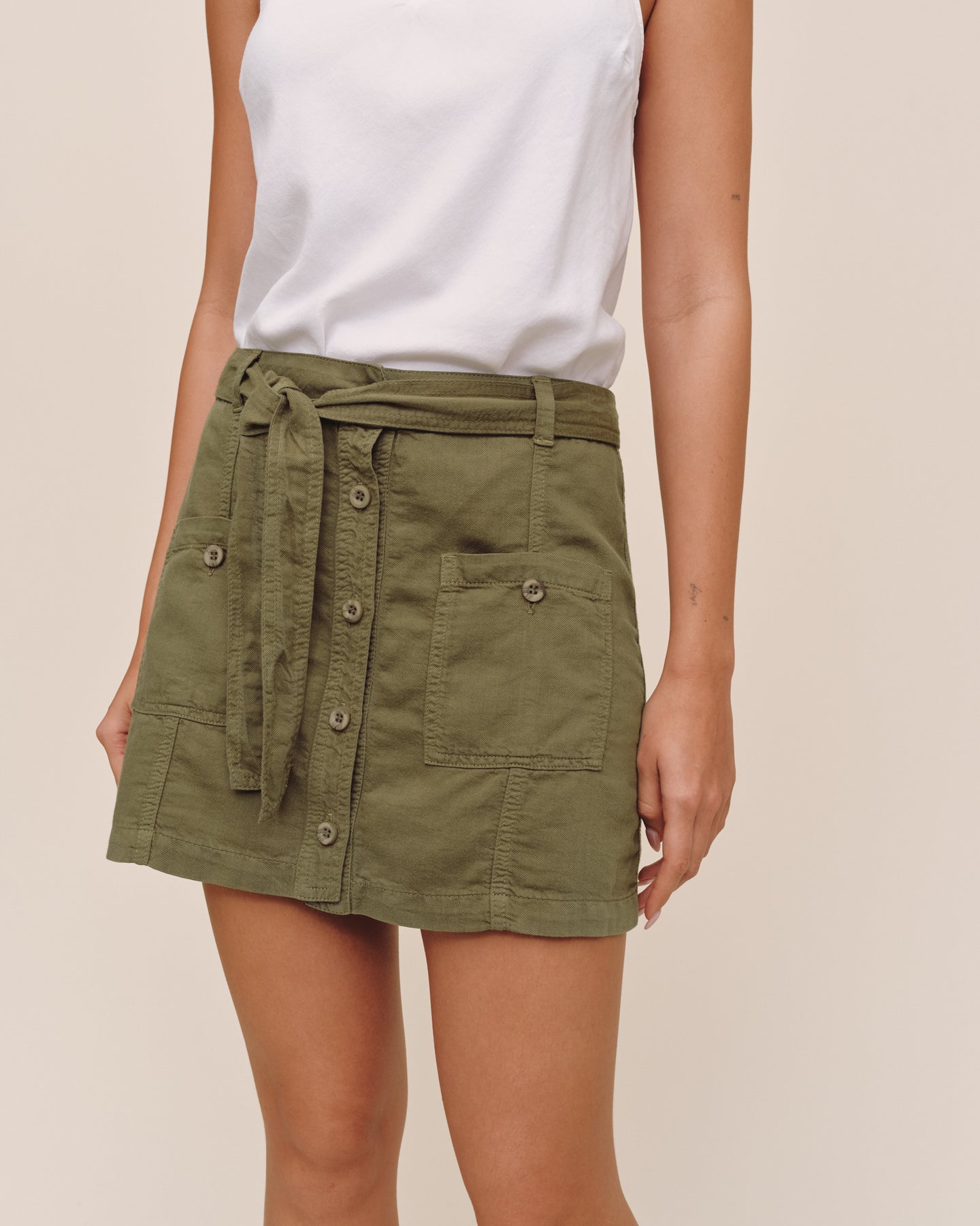 Utility Pocket Mini Skirt - Olive Green