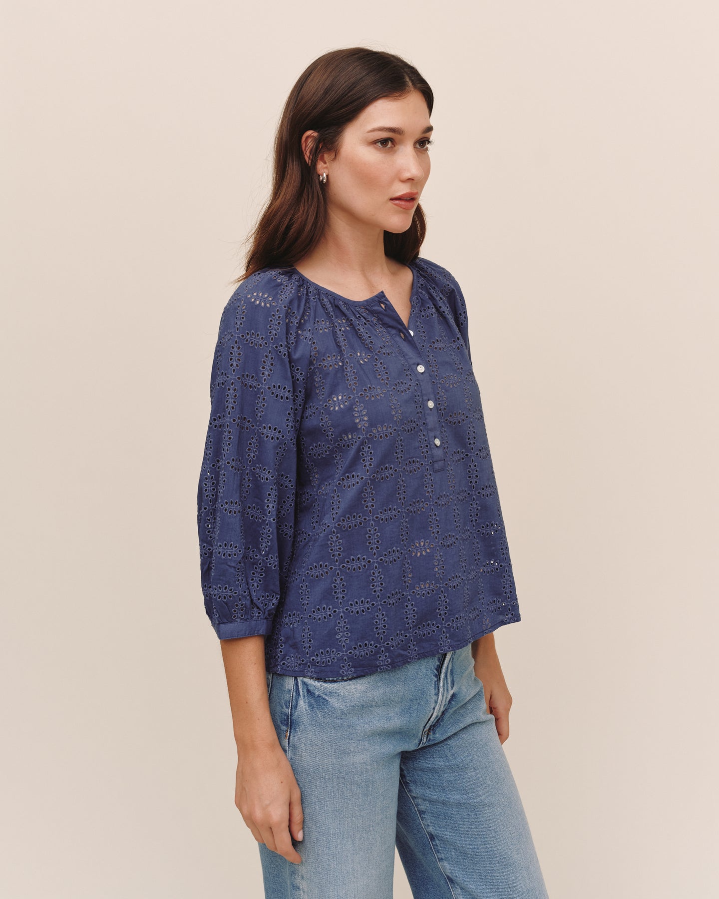 3/4 Sleeve Pullover - Indigo Blues