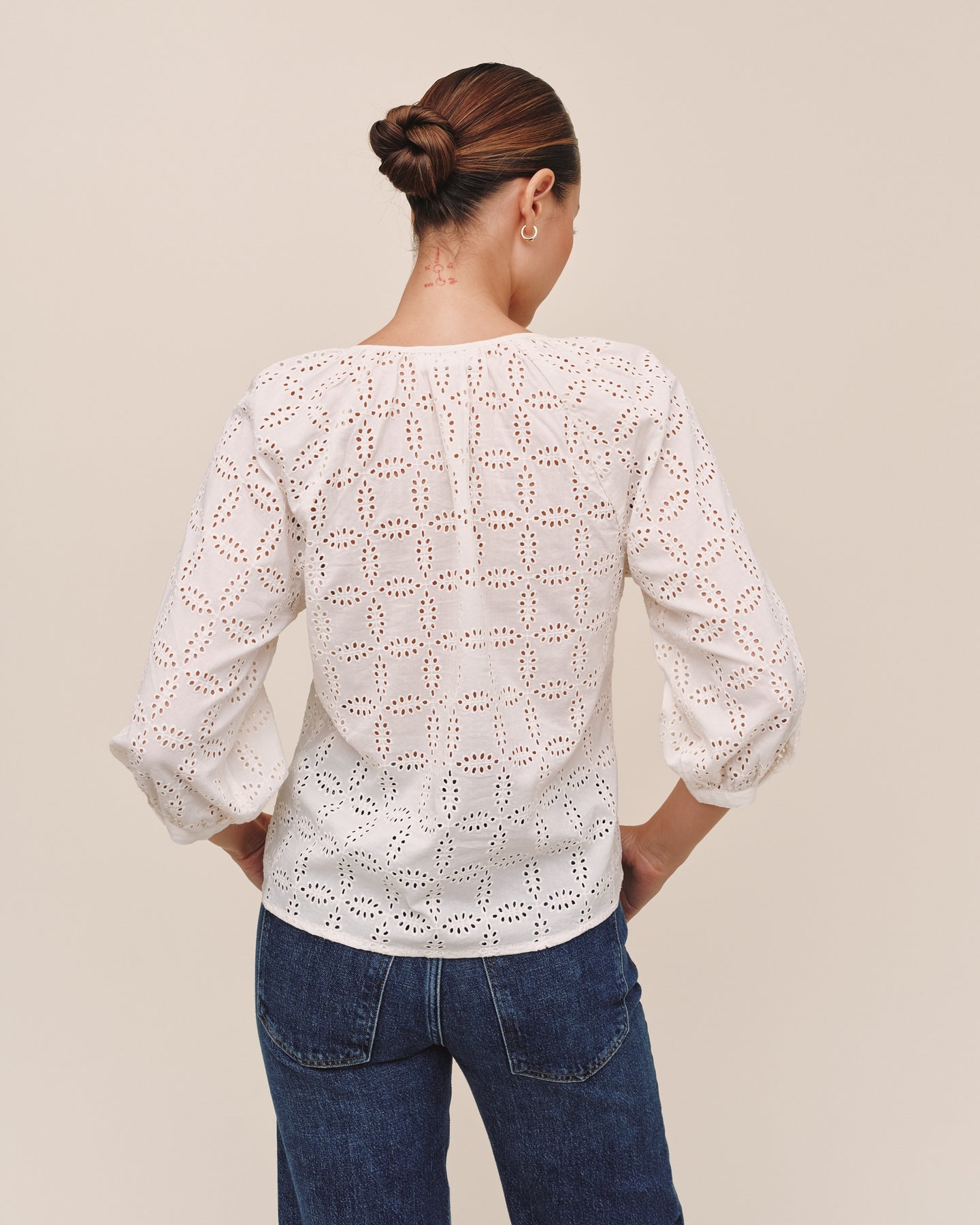 3/4 Sleeve Pullover- Ivory