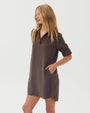 Bella DahlA Line Rolled Tab Sleeve Dress - Dark ChestnutDresses