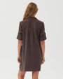 Bella DahlA Line Rolled Tab Sleeve Dress - Dark ChestnutDresses