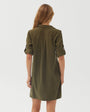 Bella DahlA Line Rolled Tab Sleeve Dress - Olive NightDresses