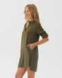 Bella DahlA Line Rolled Tab Sleeve Dress - Olive NightDresses