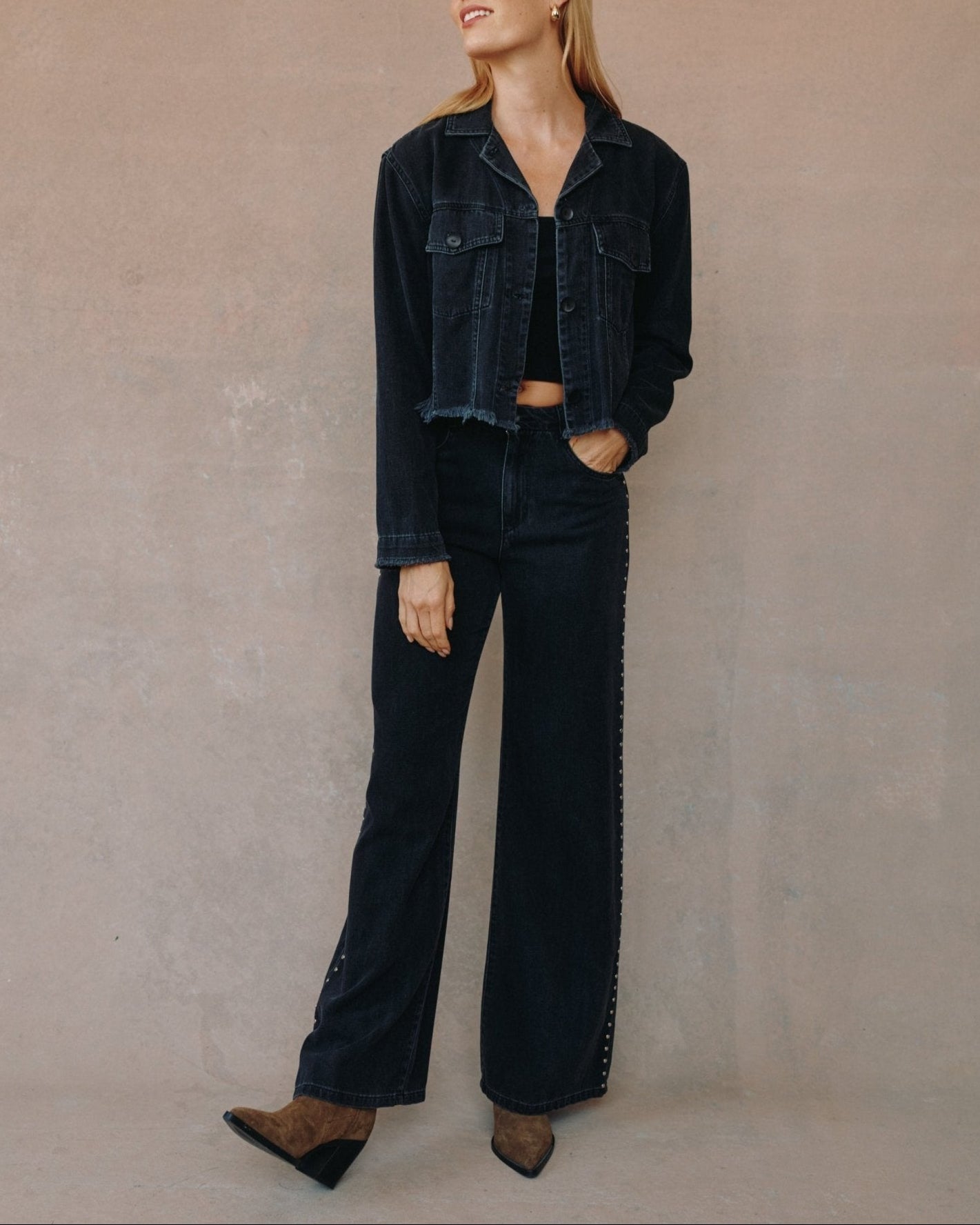 Bella DahlAnya Studded Vintage Jean - Moon Shadow WashPants